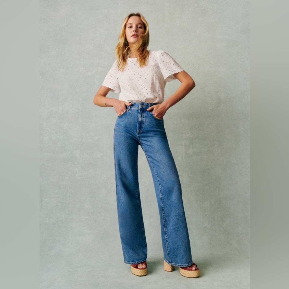 Sezane New 70's trousers denim blue